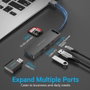 Vention CHVBB Hub USB 3.2 Gen 1 con 6 puertos y lector de tarjetas SD/MicroSD, Negro
